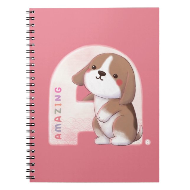 Cuaderno Serie Alphabet: "A" Ilustracion Beagle asombroso (Frente)