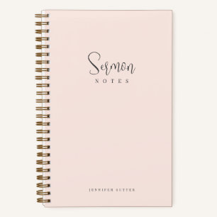 Cuaderno Sermon Notes Simple Minimal caligrafía rosa Rubor