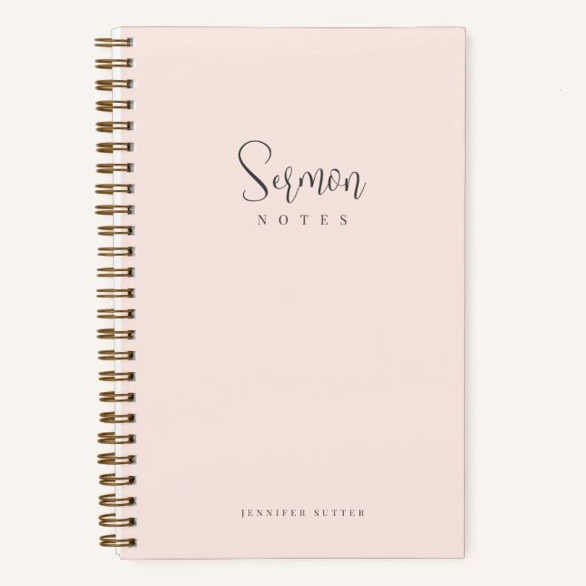 Cuaderno Sermon Notes Simple Minimal caligrafía rosa Rubor (Anverso)