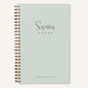 Cuaderno Sermon Notes Simple Mint Mint Green Calligraphy