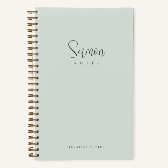 Cuaderno Sermon Notes Simple Mint Mint Green Calligraphy (Anverso)