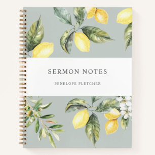 Cuaderno Sermon Notes Watercolor Lemons Olives