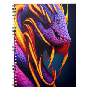 Cuaderno Serpiente Cobra con vibrante escamas naranja y púr