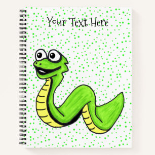 Cuaderno Serpiente divertida, feliz, brillante, verde y ama