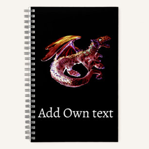 Cuaderno Serpiente mitológica de la llama escarlata Arte de