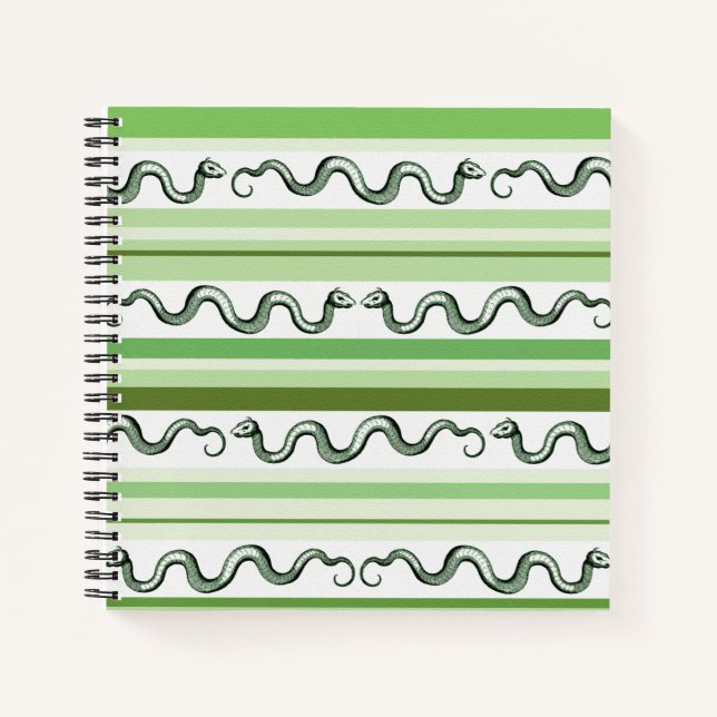 Cuaderno Serpientes Verdes y Patrón de Rayas (Anverso)