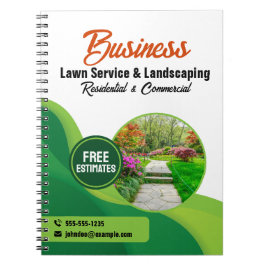 Cuaderno Servicio de jardín y paisajismo verde y Naranja