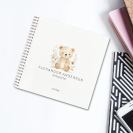 Cuaderno Servicio Infantil Cuado Boho Floral Bear Watercolo