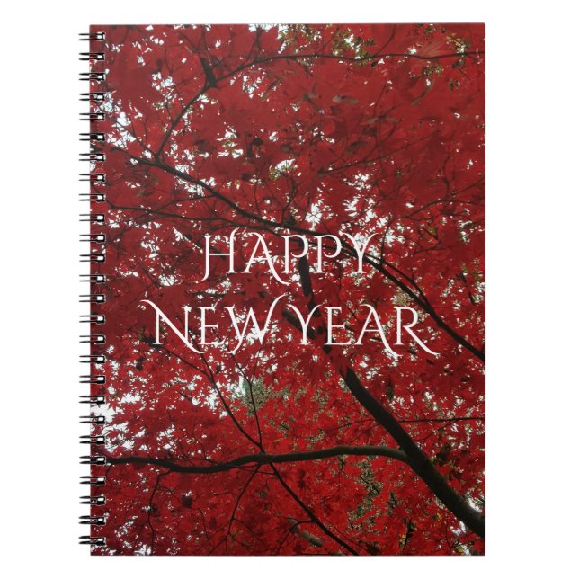 Cuaderno Sesión de Caída del Árbol Hojas de Otoño Rojo Marr (Frente)