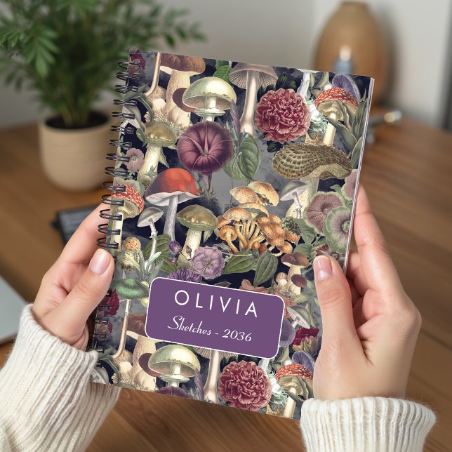 Cuaderno Seta gris linda patrón jardín hongos (Subido por el creador)