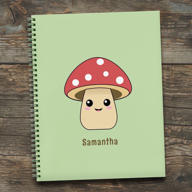 Cuaderno Seta Verde Bonita  (Cute Mushroom Green Notebook)