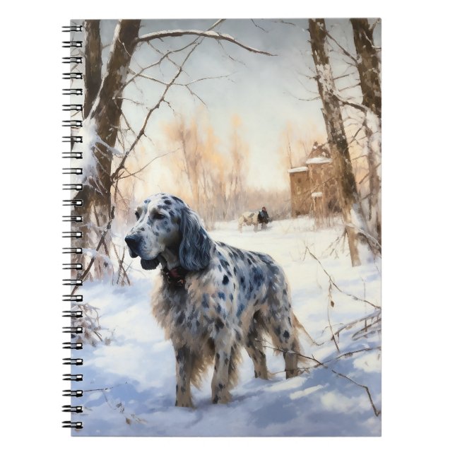Cuaderno Setter Inglés Deja que nieve Navidad (Frente)