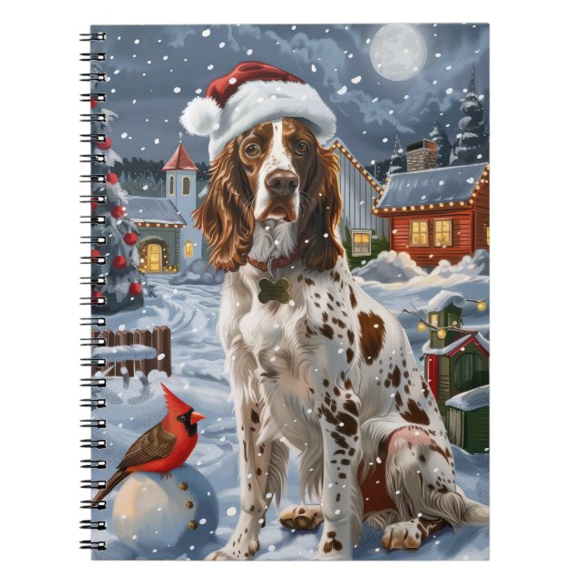 Cuaderno Setter Inglés Invierno Maravilla Navidad Alegría (Frente)