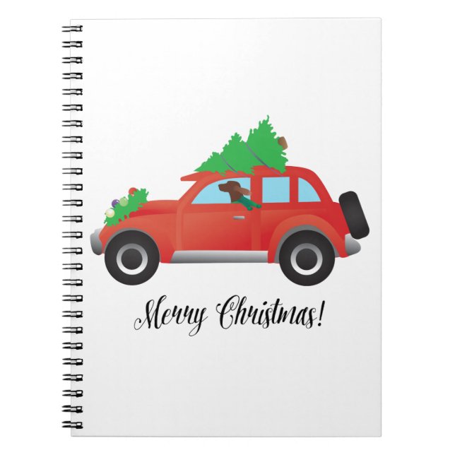 Cuaderno Setter irlandés conduciendo un auto con un árbol e (Frente)
