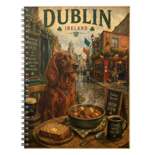 Cuaderno Setter Irlandés en Arte de Viaje Antiguo de Dublín