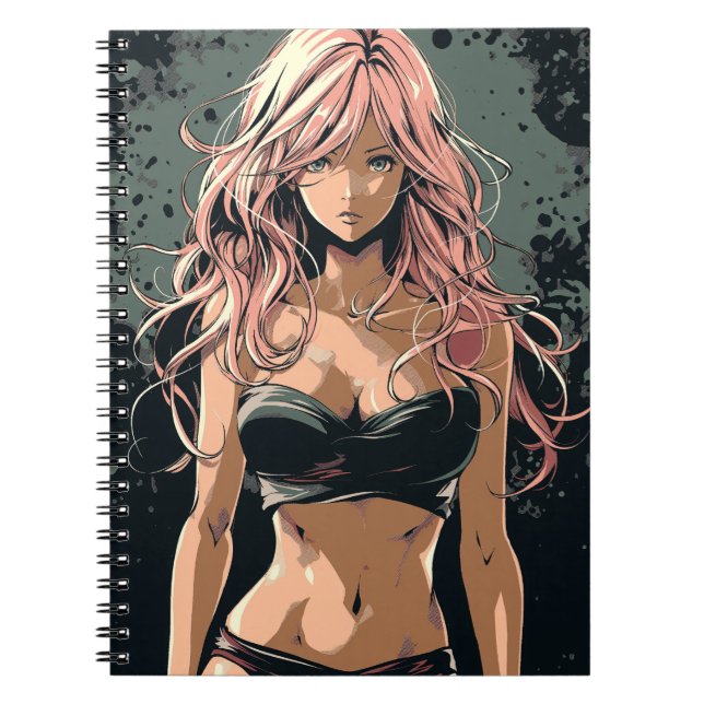 Cuaderno Sexy Anime Chica en bikini negro (Frente)