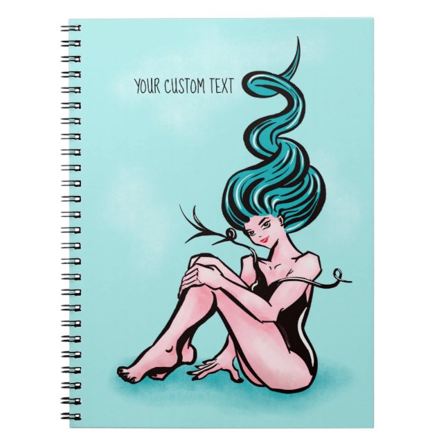 Cuaderno Sexy Chica De Pin-up Con Pelo Azul (Frente)