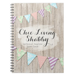 Cuaderno Shabby Chic Country Bunting en madera rústica pint