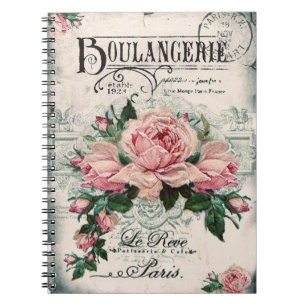 Cuaderno shabby chic, desoupage, victoriano, moda francesa,