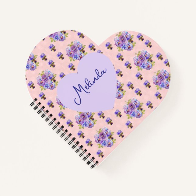 Cuaderno Shabby Chic Floral Polka Dot Pastel Womans Name (Anverso)