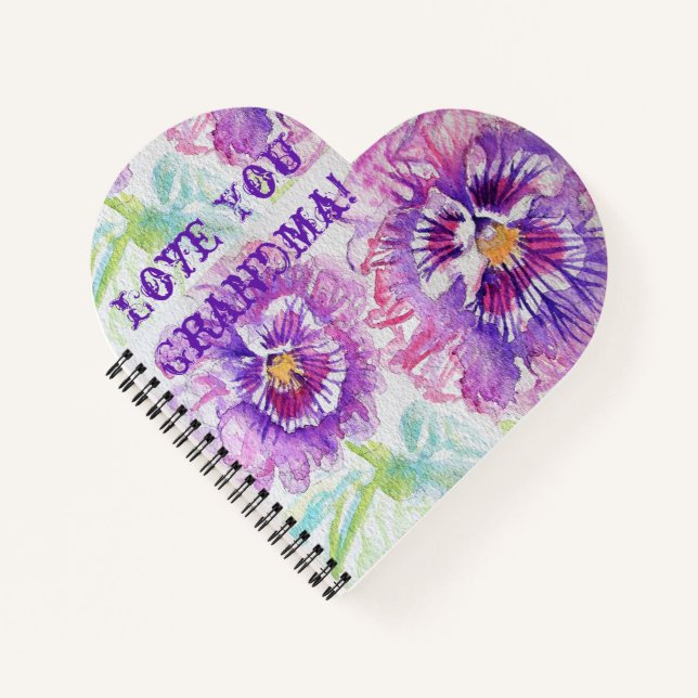 Cuaderno Shabby Chic Love You Grandma Purple Pansy Notebook (Anverso)