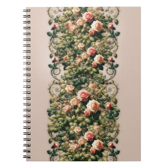 Cuaderno Shabby Chic Rosa Vines Floral Elegante (Frente)