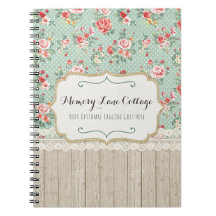 Cuaderno Shabby Chic Rosas, Lace & Burlap Vintage Boutique