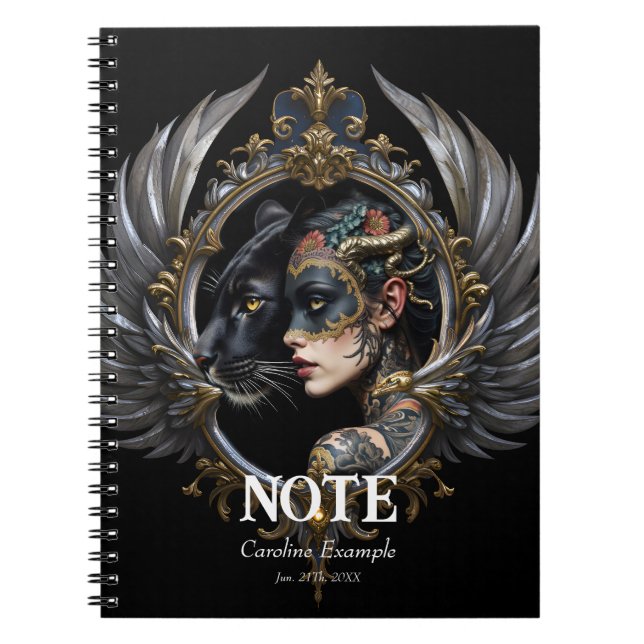 Cuaderno Shadow Queen – Emblema del Espíritu Pantera.  (Frente)
