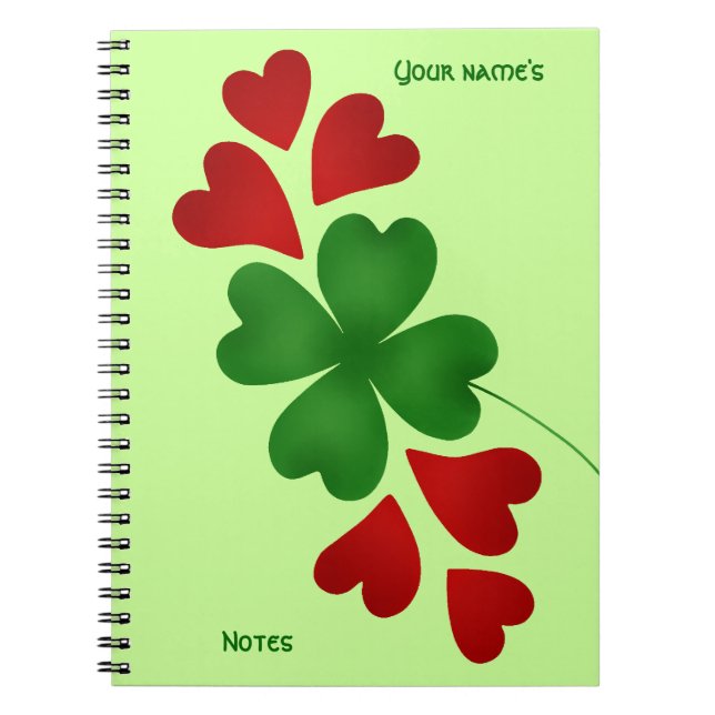 Cuaderno Shamrock con corazones (Frente)