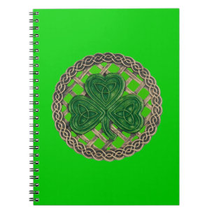 Cuaderno Shamrock verde en bloc de notas en espiral de nudo