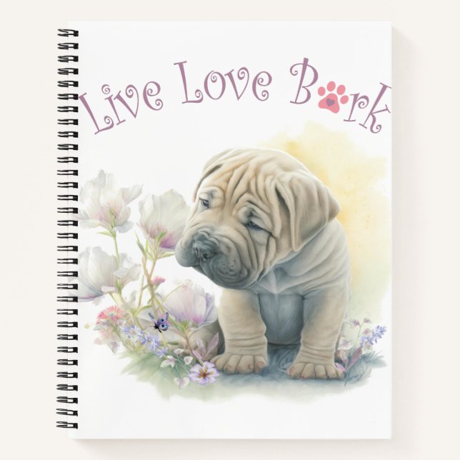 Cuaderno Shar-pei Dog Mom Floral (Anverso)