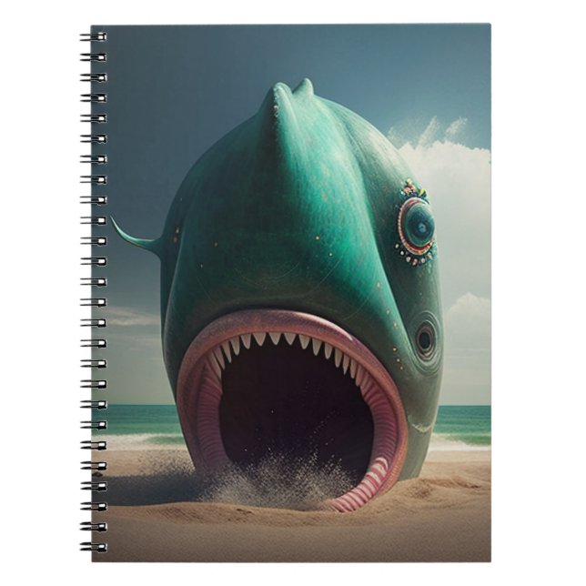 Cuaderno Shark sculpture on the beach (Frente)