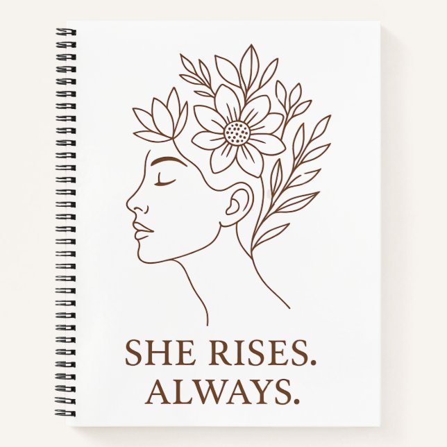 Cuaderno She Rises. Always — Minimalist Empowerment Design (Anverso)