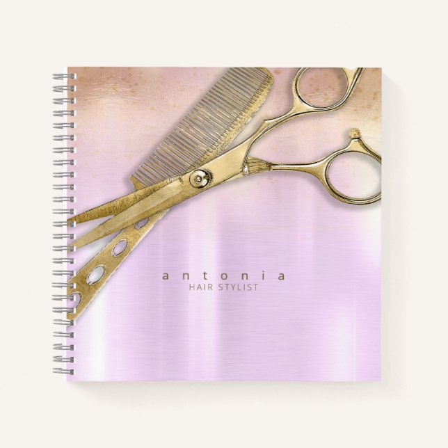 Cuaderno Sheen and Shears Hair Stylist Gold/Orchid ID814 (Anverso)