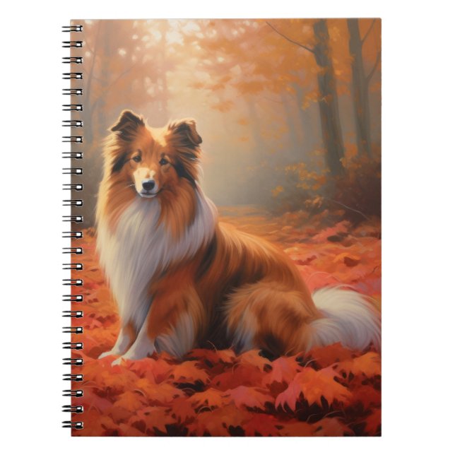 Cuaderno Sheepdog de Shetland en otoño se inspira la caída  (Frente)