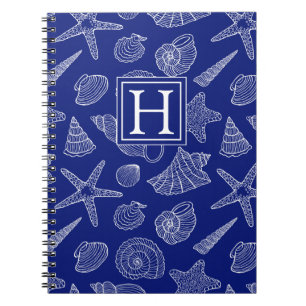Cuaderno Shell azul brillante modela el   añade su inicial