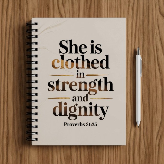 Cuaderno She's clothed in strength. Bible verse notebook  (Subido por el creador)