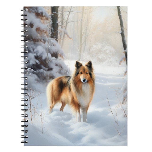 Cuaderno Shetland Sheepdog Deja Que Nieva Navidades (Frente)