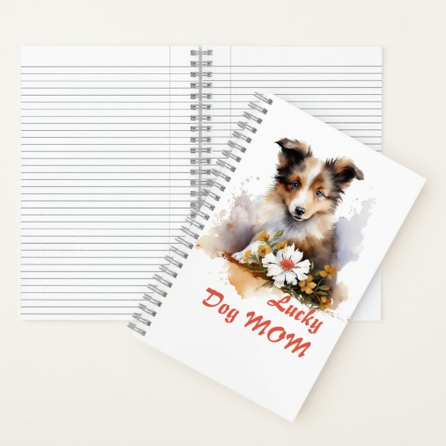 Cuaderno Shetland Sheepdog Puppy Mascota Flor acuática (Interior)