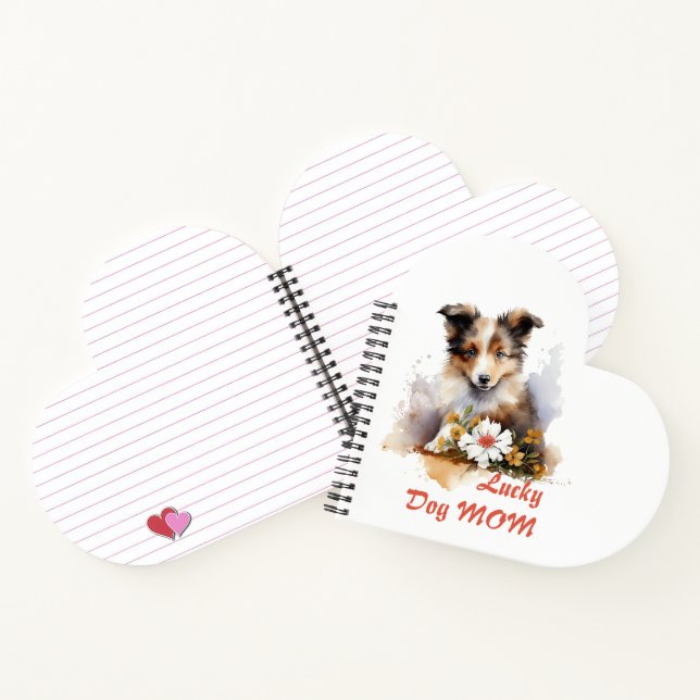 Cuaderno Shetland Sheepdog Puppy Mascota Flor acuática (Interior)