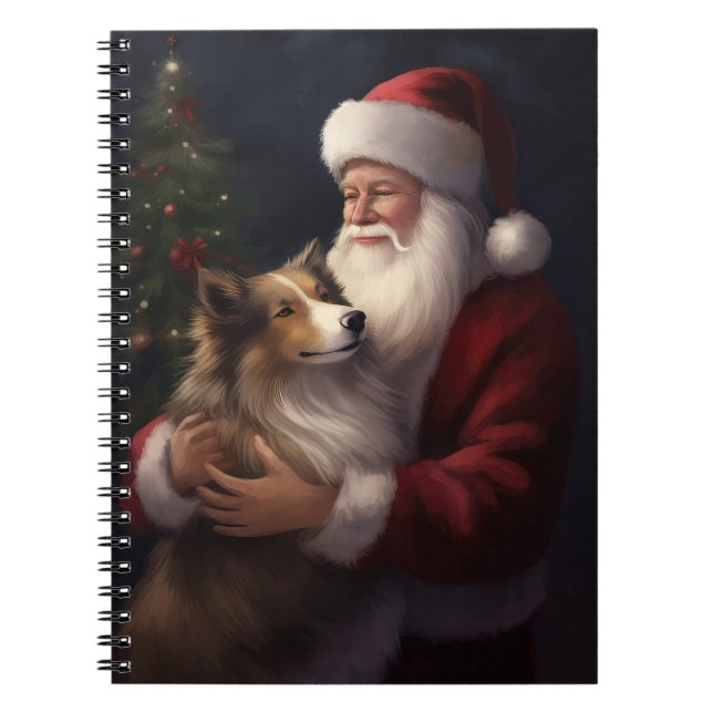 Cuaderno Shetland Sheepdog Santa Claus Navidades festivos (Frente)