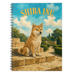 Cuaderno Shiba Inu, arte de perro con acuarela vintage