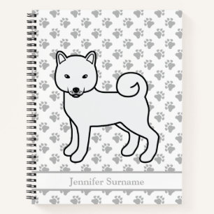 Cuaderno Shiba Inu Blanco Perro De Dibujos Animados Lindo &