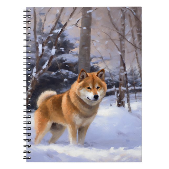 Cuaderno Shiba Inu Deja que nieve Navidad (Frente)
