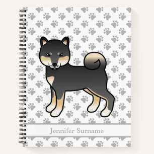 Cuaderno Shiba Inu negro y marrón Perro de dibujos animados