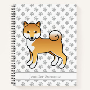 Cuaderno Shiba Inu Rojo Lindo Perro De Dibujos Animados & T