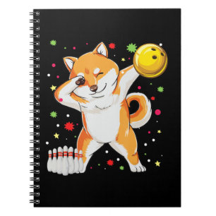 Cuaderno Shiba juega al bolos Perro divertido con regalo