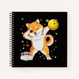 Cuaderno Shiba juega al bolos Perro divertido con regalo