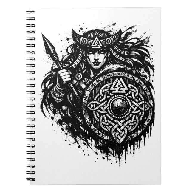 Cuaderno Shield Maiden Spear‑Sigil – Mythic Warrior Ink (Frente)