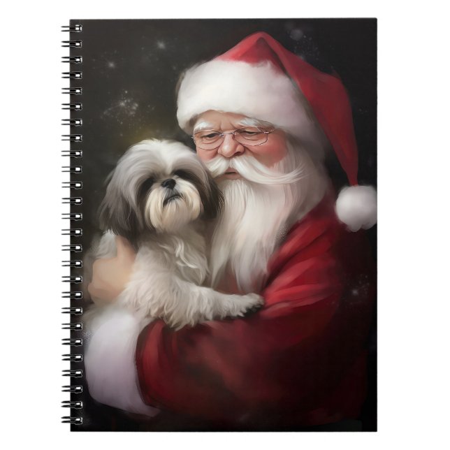 Cuaderno Shih Tzu Con Navidades festivos de Santa Claus (Frente)